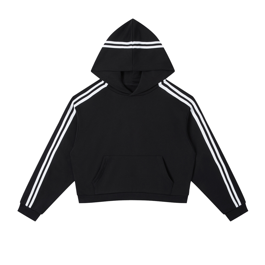 Contrast Side Stripe Cropped  Hoodie