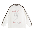 Contrast Striped Lapel Collar Unisex Sweatshirt