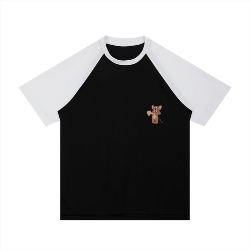 Contrast Raglan Sleeve Mesh T-Shirt