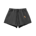 Snow Washed Raw Edge Drawstring Shorts