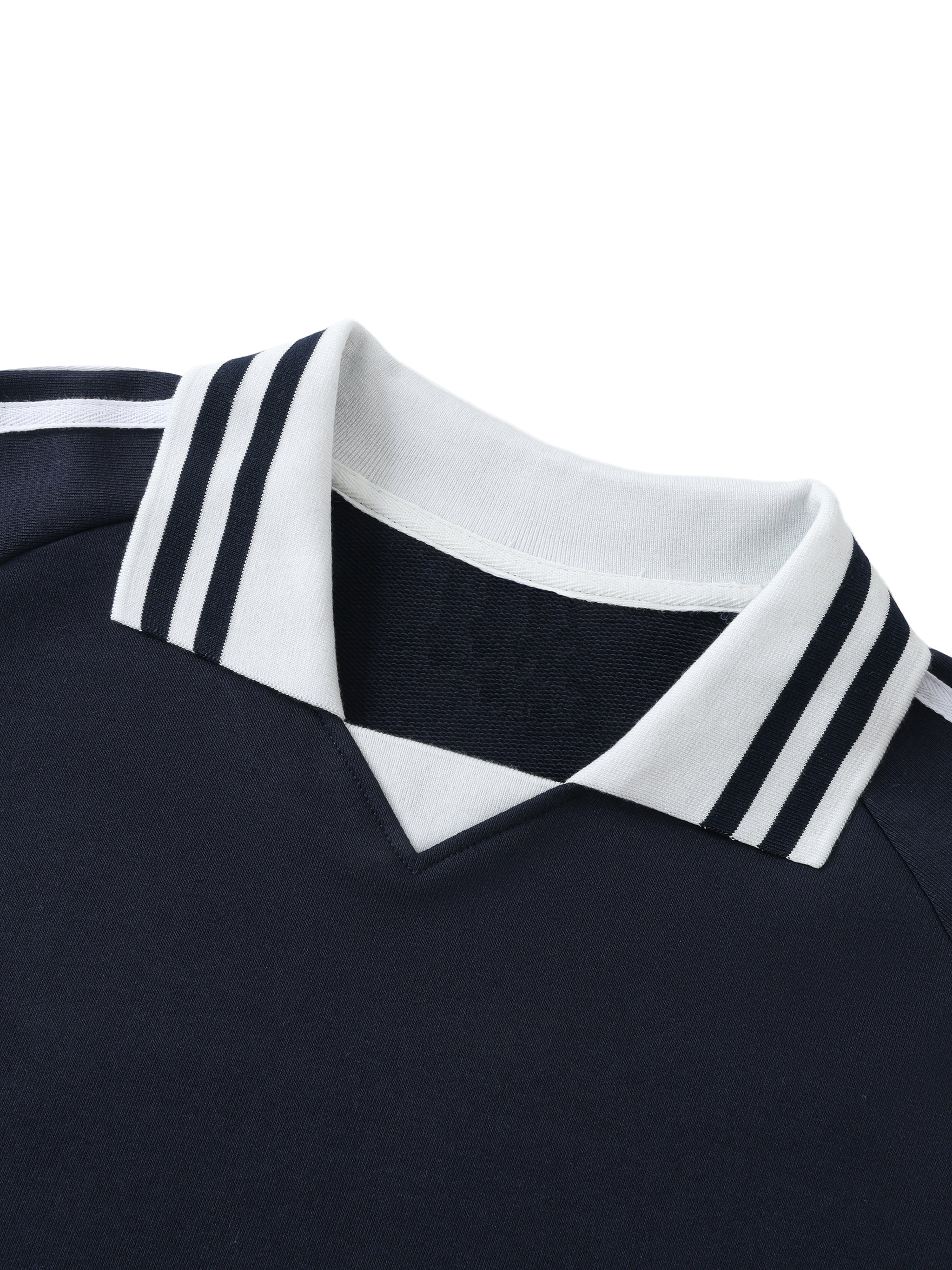 Contrast Striped Lapel Collar Unisex Sweatshirt